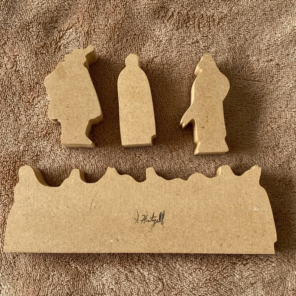 J Hartzell Thanksgiving Wooden Figures Vintage - Signed - Picture 4 of 6